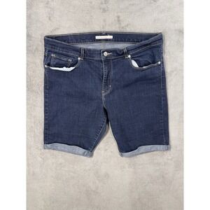 Levis Jean Shorts Womens 34 Blue Dark Wash Classic Bermuda High Rise Stretch